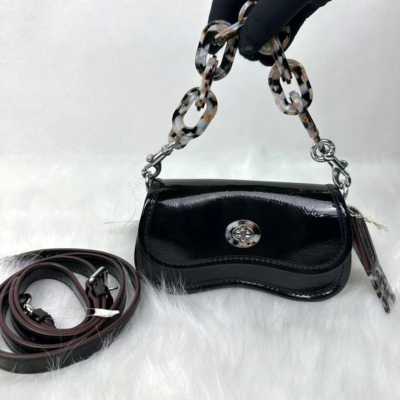 Coach Mini Wavy Dinky Bag Crossbody In Coachtopia Leather Black CQ853 NWT - Picture 1 of 11